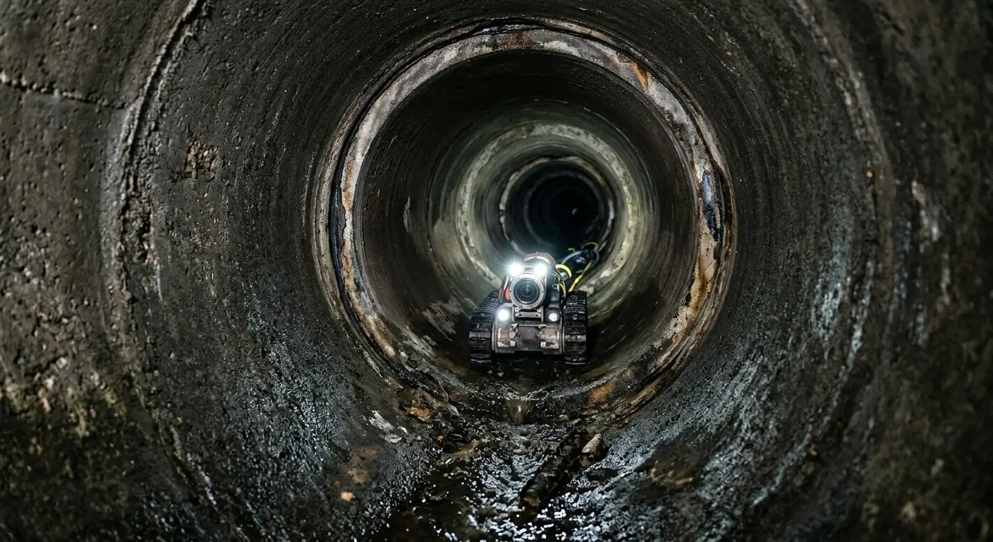 Robotic sewer camera inspecting pipe interior for Sewer Line Cleaning in Margaret